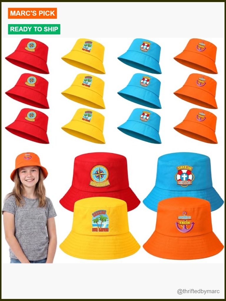 12 Pack Religious Bucket Hats With Motto Vacation Bible School Supplies Adult